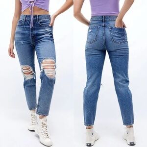 Pacsun Eco Medium Blue Distressed Ultra High Waisted Slim Fit Jeans Size 26